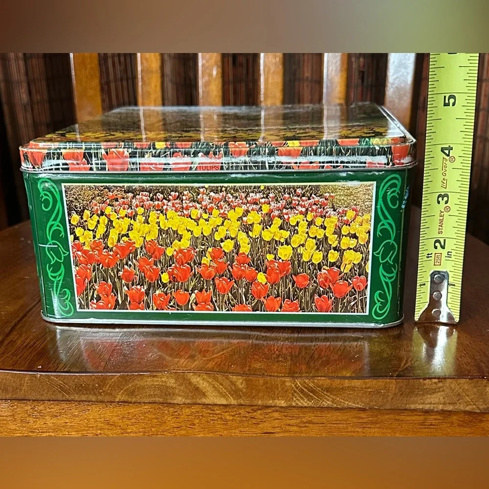 Vintage Floral Tulip Tin Box | Decorative Storage | Spring Garden Vibes
